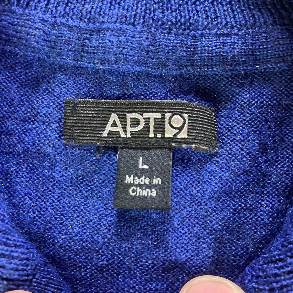 APT 9 Mens Blue Merino‎ Wool Blend Quarter Zip Sweater Size Large